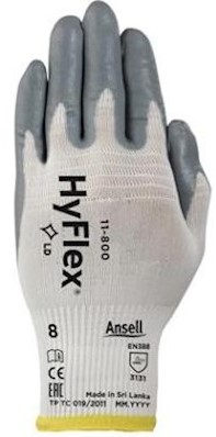 Ansell HyFlex 11-800 handschoen - grijs/wit - 6