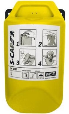MSA S-Cap vluchtmasker in lichtreflecterende muurbox