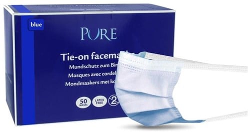 Pure mondmasker met elastiek blauw