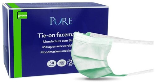 Pure mondmasker met koordjes groen