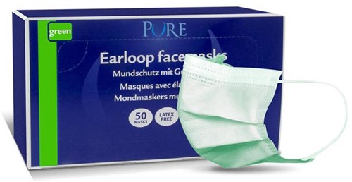 Pure mondmasker met elastiek groen