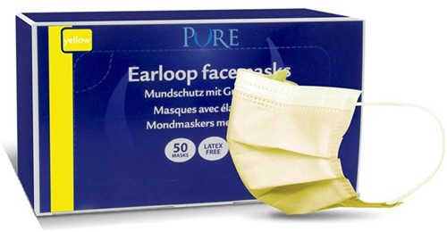 Pure mondmasker met elastiek geel