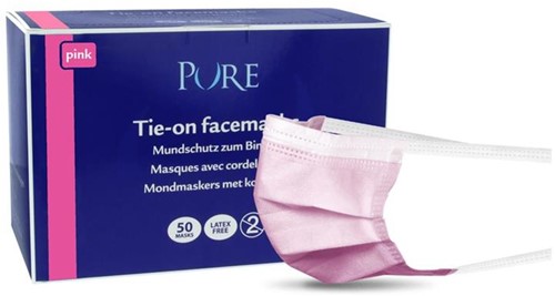 Pure mondmasker met koordjes roze