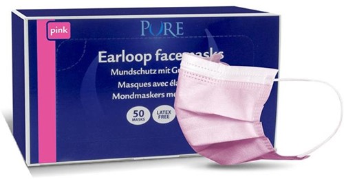 Pure mondmasker met elastiek roze
