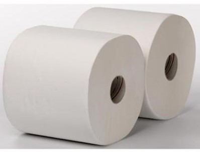 2-laags Maxirol poetsrol, 350 m x 25 cm, cellulose, wit