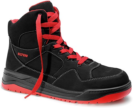 Elten Maverick Black-Red Mid werkschoenen S3