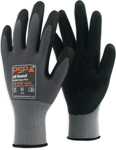 PSP 10-570 Allround Nitril Schuim Werkhandschoen - grijs/zwart - 6/xs